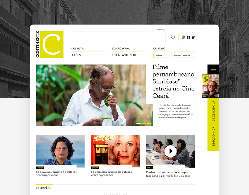 Continente Magazine — website redesign for a Brazilian regional culture magazine from Pernambuco