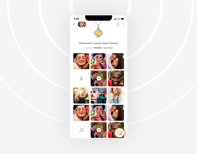 Galatea smart jewelry memory app — UX/UI redesign for an NFC-powered mobile app that lets users store and access personal memories through smart jewelry
